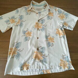 Tommy Bahama Mens S BREEZY BLOOMS Hibiscus Hawaiian Silk Camp Shirt ISLAND ZONE
